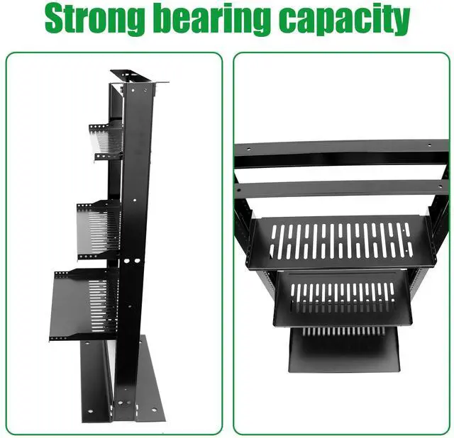 Alt view image 5 of 5 - 2 Pack 1U 10" Server Rack Tray Shelf - Universal Vented Rack Mount Cantilever Tray for 19" Network Equipment Rack & Cabinet - Heavy Duty Steel Weight Capacity 55lb Black (1U10, 10INCH)