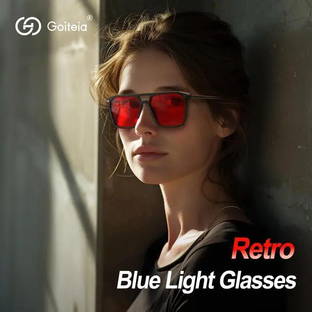Alt view image 2 of 5 - Goiteia Red Blue Light Glasses for Sleep-Blocking Blue & Green Light, Red Tinted Glasses for Relieve Eye Strain & Improve Sleep,Spring Hinges for Superior Comfort