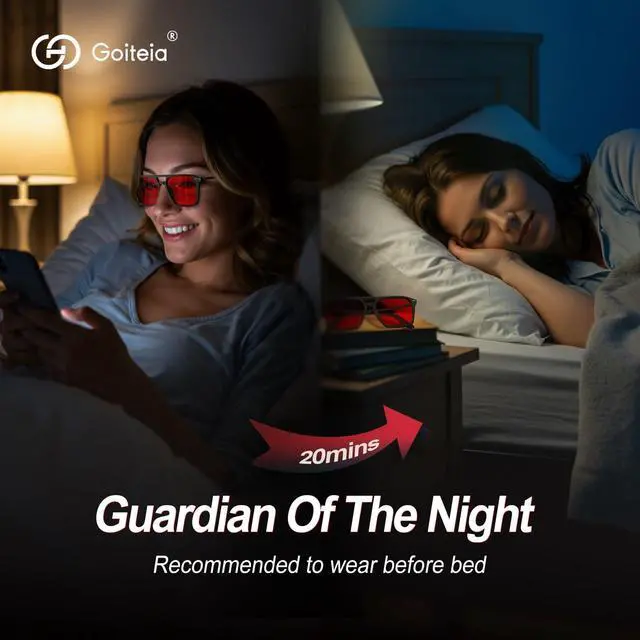 Alt view image 4 of 5 - Goiteia Red Blue Light Glasses for Sleep-Blocking Blue & Green Light, Red Tinted Glasses for Relieve Eye Strain & Improve Sleep,Spring Hinges for Superior Comfort