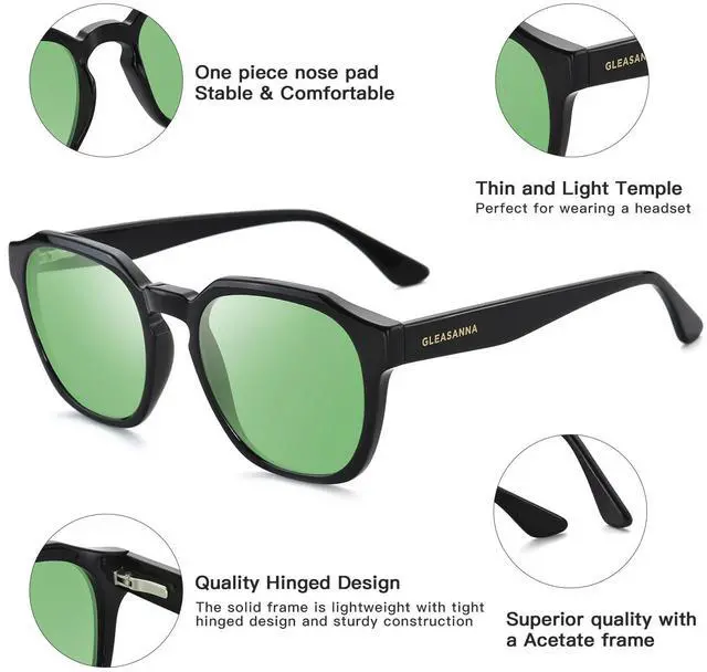 Alt view image 2 of 5 - GLEASANNA Sleep Glasses for 99.9% Blue Light Glasses Dual AR Coatings Green Lens for Computer Gaming Reduce Eyestrain