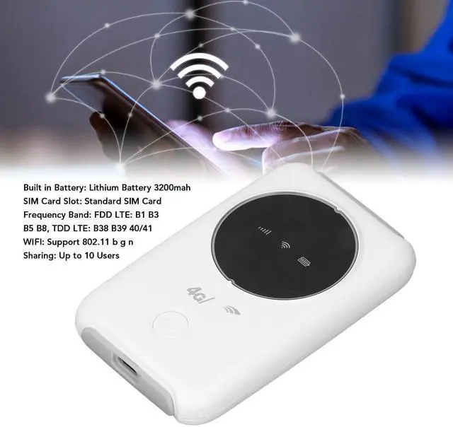 Alt view image 3 of 5 - GOWENIC 4G LTE Mobile WiFi Router, Portable USB 300Mbps WiFi Hotspot Modem with SIM Card Slot 3200MAh Battery Up to 10 Devices for Travel Business Trip Asian Edition, GOWENICbmwxievpz6