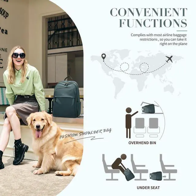 Alt view image 5 of 5 - GOLF SUPAGS Stylish Laptop Backpack for Women Computer Bag Fits 14 Inch Notebook Travel College Work Backpacks Purse (Atrovirens)