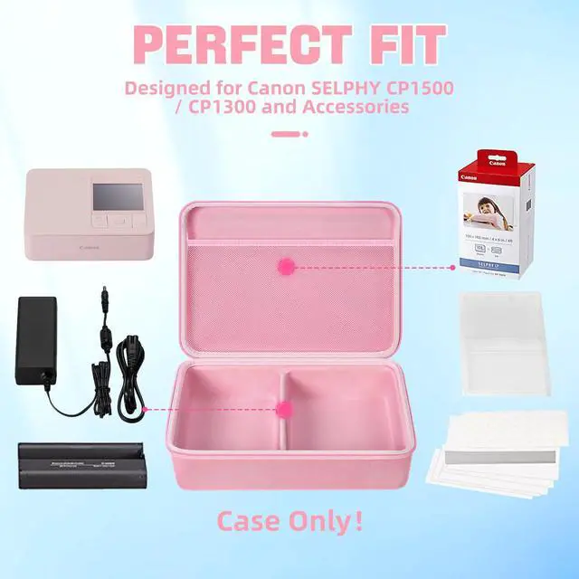 Alt view image 2 of 5 - HESPLUS Shockproof Hard Storage Case for Canon Selphy CP1500 CP1300 CP1200 Wireless Color Photo Printer - Pink