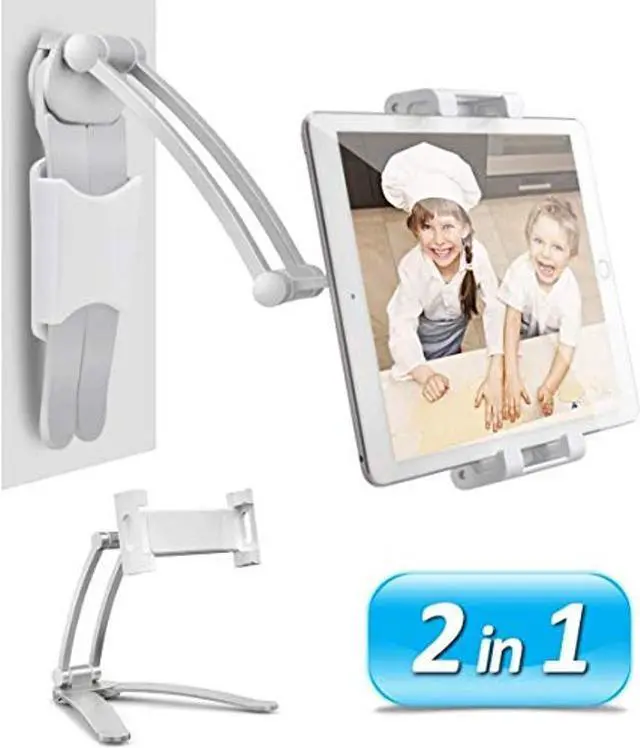 Alt view image 2 of 5 - HOLD UP 3-in-1 Elegant 360deg Universal Compatible Tablet & Phone Holder Metal Stand with Wall Mount, Desktop Stand & Under Cabinet Modes and Ultra Adjusting Abilities (Black)