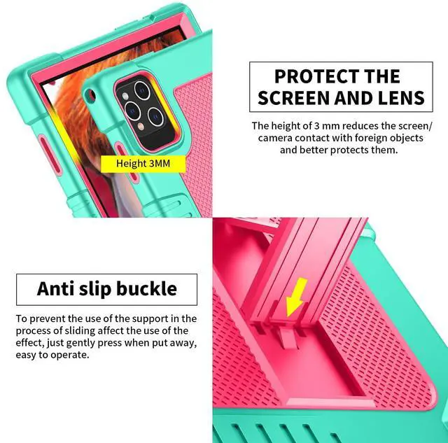 Alt view image 5 of 5 - Hoibon for KADYBE D115 Case,for MEIZE D115 Tablet Case,Shockproof Kids Case with 2 Pcs Screen Protector Shoulder Strap for MEIZE D115/KADYBE D115/DOMATON D105/kimlok/Qukenk 10.1 inch (Green/Pink)