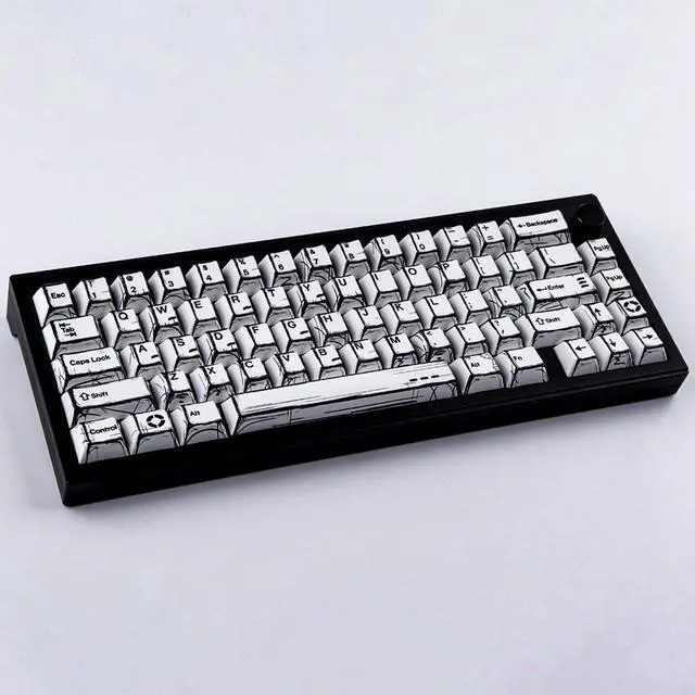 Alt view image 3 of 5 - Heykit PBT Keycaps - Japanese Manga Theme Keycaps for 60%, 65%, 75%, 100% Keyboard, 131 Keys Dye-Sub Custom Cherry Profile Keycap, Minimalist Style Key Caps for Cherry MX Mechanical Keyboard, White