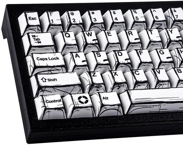 Main image of Heykit PBT Keycaps - Japanese Manga Theme Keycaps for 60%, 65%, 75%, 100% Keyboard, 131 Keys Dye-Sub Custom Cherry Profile Keycap, Minimalist Style Key Caps for Cherry MX Mechanical Keyboard, White