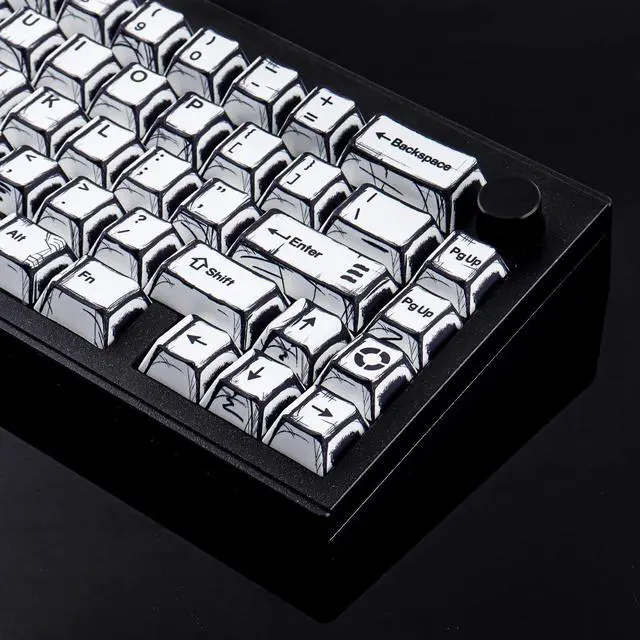 Alt view image 5 of 5 - Heykit PBT Keycaps - Japanese Manga Theme Keycaps for 60%, 65%, 75%, 100% Keyboard, 131 Keys Dye-Sub Custom Cherry Profile Keycap, Minimalist Style Key Caps for Cherry MX Mechanical Keyboard, White