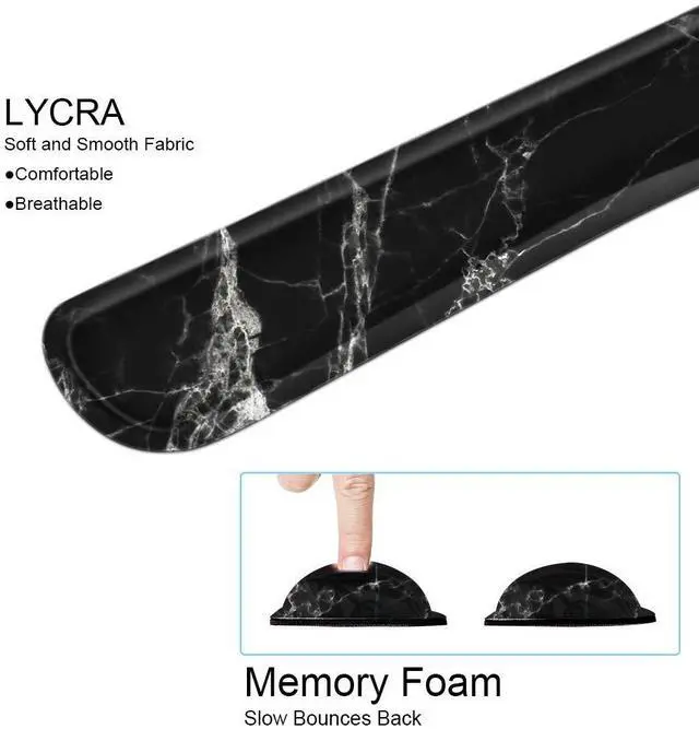 Alt view image 3 of 5 - iDonzon 4 in 1 Extended Gaming Mouse Pad (35.4x15.7 inch 3mm Thick)& Ergonomic Mouse Pad Wrist Support& Keyboard Wrist Rest Pad Set with Coaster, Desk Mat with Non-Slip Rubber Base, Black Marble