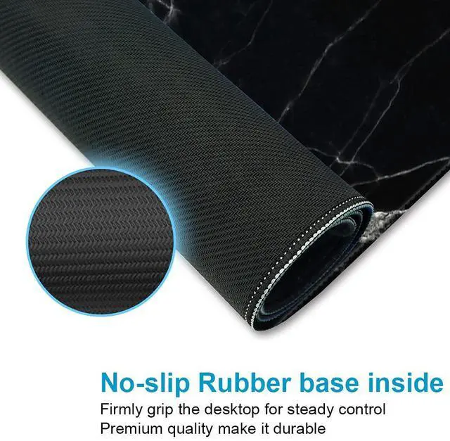 Alt view image 4 of 5 - iDonzon 4 in 1 Extended Gaming Mouse Pad (35.4x15.7 inch 3mm Thick)& Ergonomic Mouse Pad Wrist Support& Keyboard Wrist Rest Pad Set with Coaster, Desk Mat with Non-Slip Rubber Base, Black Marble
