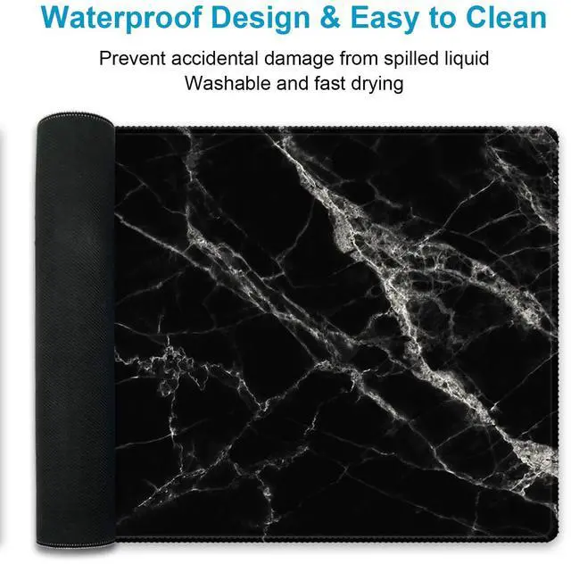 Alt view image 5 of 5 - iDonzon 4 in 1 Extended Gaming Mouse Pad (35.4x15.7 inch 3mm Thick)& Ergonomic Mouse Pad Wrist Support& Keyboard Wrist Rest Pad Set with Coaster, Desk Mat with Non-Slip Rubber Base, Black Marble