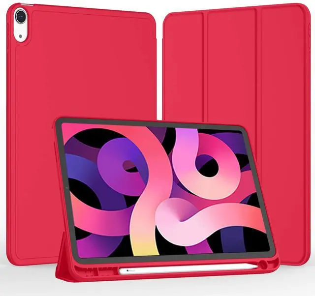 Alt view image 2 of 5 - iMieet iPad Air 11 Inch Case M3(2025) / M2 (2024), iPad Air 5th/4th Generation Case 2022/2020 10.9 Inch with Pencil Holder,Trifold Stand Smart Case with Soft TPU Back(Red)
