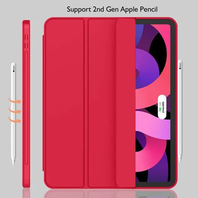 Alt view image 3 of 5 - iMieet iPad Air 11 Inch Case M3(2025) / M2 (2024), iPad Air 5th/4th Generation Case 2022/2020 10.9 Inch with Pencil Holder,Trifold Stand Smart Case with Soft TPU Back(Red)