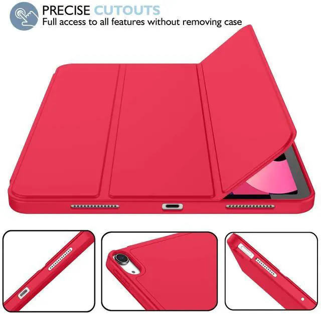Alt view image 4 of 5 - iMieet iPad Air 11 Inch Case M3(2025) / M2 (2024), iPad Air 5th/4th Generation Case 2022/2020 10.9 Inch with Pencil Holder,Trifold Stand Smart Case with Soft TPU Back(Red)