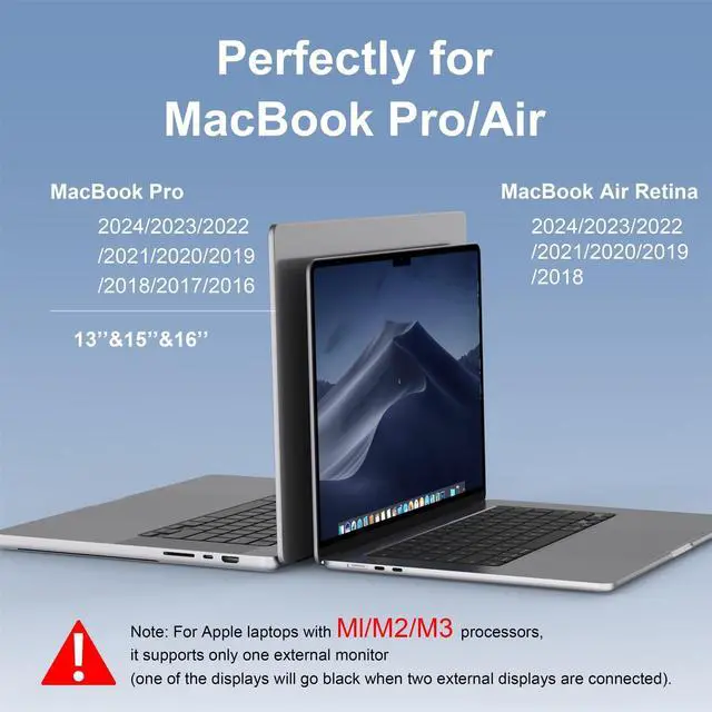 Alt view image 2 of 5 - Docking Station for MacBook Pro Air,USB C Docking Station Dual Monitor,Dual HDMI Adapter Hub for Mac MacBook Pro with 2 HDMI(4K @60Hz), 3 USB3.0,SD TF Card Reader and 100W PD USB C Port