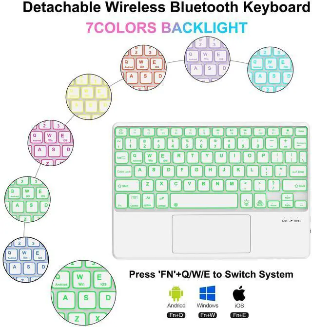 Alt view image 3 of 5 - for iPad Keyboard case 9.7 inch, iPad 6th Gen (2018), iPad 5th Gen (2017), iPad Air 2 (2014), Multi-Touch Trackpad, Detachable Backlit Folio Keyboard Slim Cover with Pencil HolderGreen