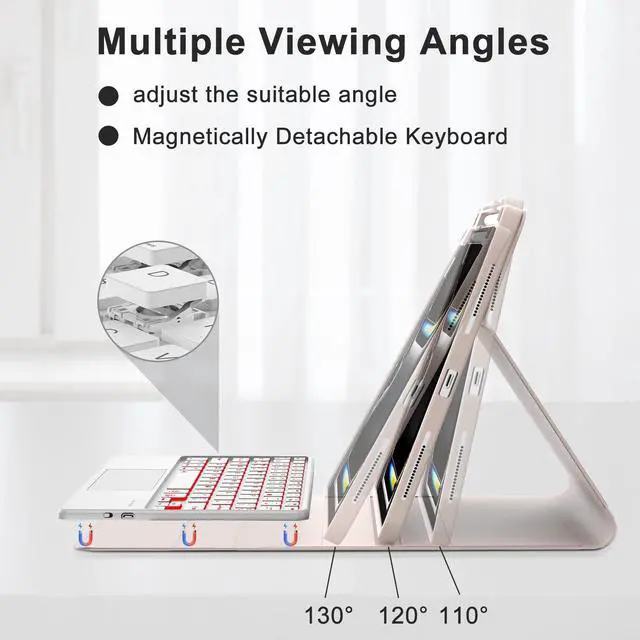 Alt view image 5 of 5 - for iPad Pro 11-inch Case with Keyboard (M4) - Magnetic Wireless Bluetooth Keyboard with Multi-Touch Trackpad 7 Colors Backlit Stain Proof Folio Keyboard Cover for iPad Pro 11 Inch 2024,Light Pink