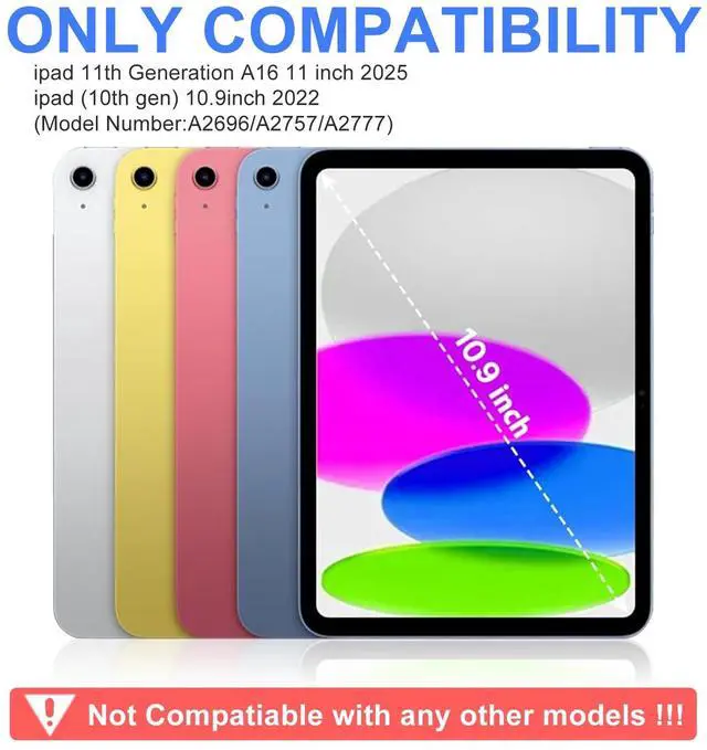 Alt view image 2 of 5 - for iPad 11th Gen A16 11inch 2025 & 10th Gen 10.9 inch 2022 Case with Keyboard, Multi-Touch Trackpad, Detachable Wireless Bluetooth Keyboard, Thin & Light Folio Smart Cover Case, Rechargable, Grey