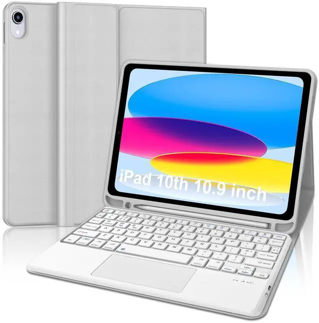 Main image of for iPad 11th Gen A16 11inch 2025 & 10th Gen 10.9 inch 2022 Case with Keyboard, Multi-Touch Trackpad, Detachable Wireless Bluetooth Keyboard, Thin & Light Folio Smart Cover Case, Rechargable, Grey