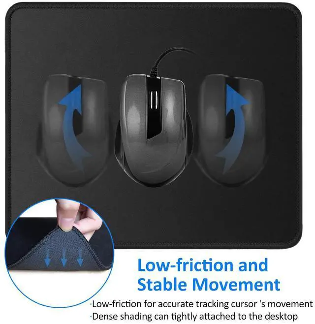 Alt view image 5 of 5 - JIKIOU 3 Pack Mouse Pad with Stitched Edge 10.2x8.3x0.12inch & Ergonomic Gel Mouse Pad with Wrist Support 9.2 x 8.1 inch & Memory Foam Mouse Wrist Rest 2 PackBlack in Bundle