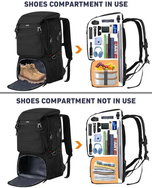 Alt view image 2 of 5 - kadilong 17,3 Inch Gym Backpack for Men with Shoe Compartment,Laptop Backpack with USB Port for Boys Teens, Bookbag Back Pack for Athletic Sports Wrestling Workout Commuter College