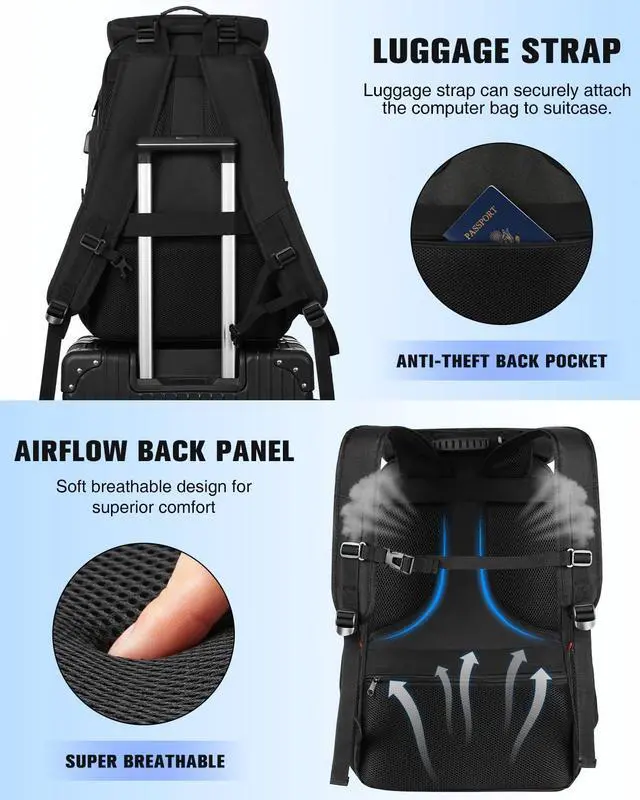 Alt view image 5 of 5 - kadilong 17,3 Inch Gym Backpack for Men with Shoe Compartment,Laptop Backpack with USB Port for Boys Teens, Bookbag Back Pack for Athletic Sports Wrestling Workout Commuter College