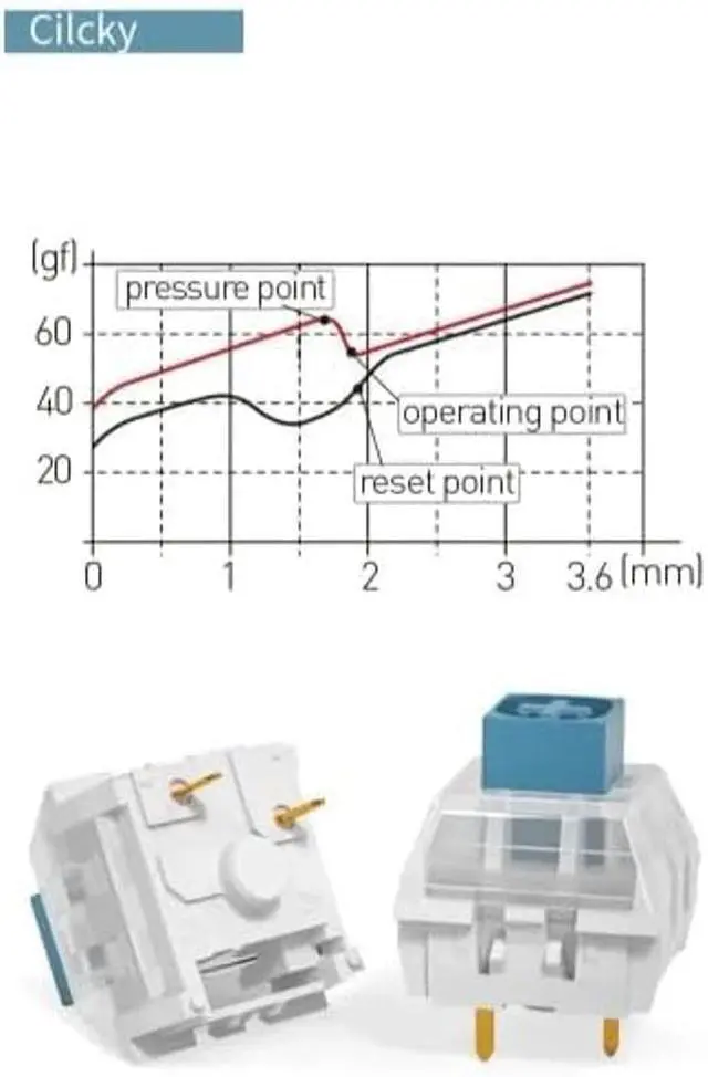 Alt view image 4 of 5 - Kailh Box Heavy Blue Switches for DIY Mechanical Keyboard,3-pin/60gf Clicky/RGB/LED/IP56 Water&Dustproof/Long Life switches(Blue,72pcs)