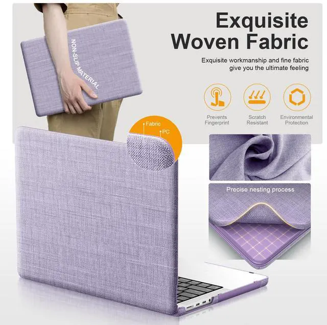 Alt view image 2 of 5 - KAIJIAbox Case for MacBook Pro 14 Inch M4 2024,Foldable Stand Woven Fabric Protective Case for MacBook Pro 14 Inch(2021/2024)[M4/A2442 M1 Pro / M1 Max/A2779/M3 A2918 A2992](Purple)