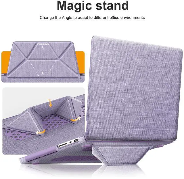 Alt view image 3 of 5 - KAIJIAbox Case for MacBook Pro 14 Inch M4 2024,Foldable Stand Woven Fabric Protective Case for MacBook Pro 14 Inch(2021/2024)[M4/A2442 M1 Pro / M1 Max/A2779/M3 A2918 A2992](Purple)