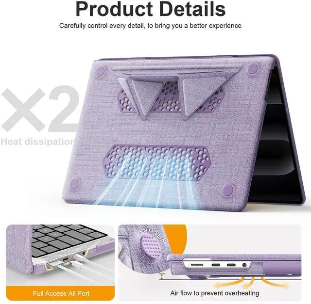 Alt view image 4 of 5 - KAIJIAbox Case for MacBook Pro 14 Inch M4 2024,Foldable Stand Woven Fabric Protective Case for MacBook Pro 14 Inch(2021/2024)[M4/A2442 M1 Pro / M1 Max/A2779/M3 A2918 A2992](Purple)