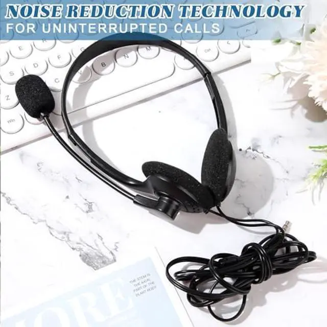 Alt view image 3 of 5 - Kathfly 80 Packs Classroom Headphones with Microphone School Student Stereo Headphones Adjustable Office Conference Headphones with 3.5mm Plug for Kid Adult School Tablet Business Call Center