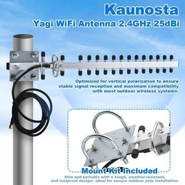 Alt view image 3 of 5 - Yagi WiFi Antenna 2.4GHz 25dBi RP-SMA Connector High Gain Yagi Directional Antenna Booster with 1.5M Cable Long Range for Network Router/USB Adapter/Reapter/Extension Network PCl Card/Security Camera