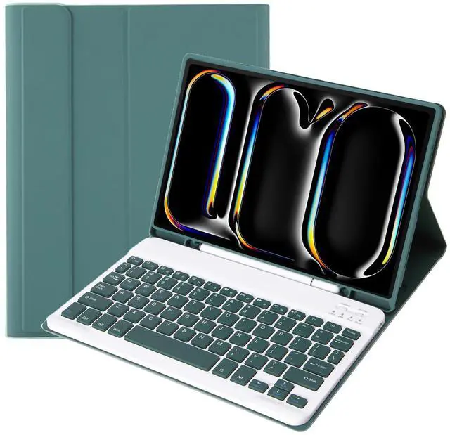 Main image of KcoxdCn Slim Candy Colors Keyboard Case Compatible with iPad Pro 11 Inch (M4) (5th Gen) 2024 Released with S Pen Holder, Mutil Angles Stand Cover Detachable Wireless Keyboard (Dark Green)