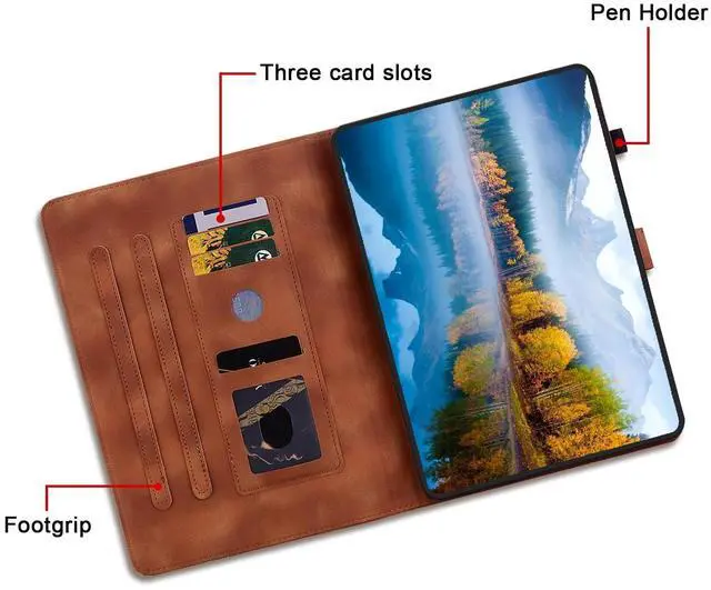 Alt view image 3 of 5 - KEFBWAO Case for All-New  Fire HD 10 and 10 Plus Tablet (13th/11th Generation, 2023/2021 Release), Magnetic Clasp Stand Leather Case with Pen Holder for Fire HD 10 2023 Tablet, Brown