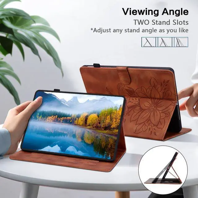 Alt view image 4 of 5 - KEFBWAO Case for All-New  Fire HD 10 and 10 Plus Tablet (13th/11th Generation, 2023/2021 Release), Magnetic Clasp Stand Leather Case with Pen Holder for Fire HD 10 2023 Tablet, Brown