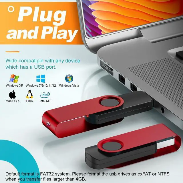 Alt view image 3 of 5 - Kepmem Bulk Flash Drive 64GB Pack of 10 Thumb Drives, Swivel USB 2.0 Memory Stick Portable Pen Drive 2 Gig USB2.0 Jump Drive 10 Pieces Zip Drives 2 GB Metal U Disk Red USB Drive