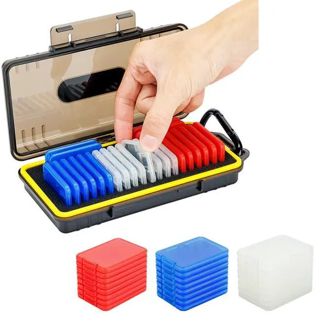 Main image of Big Memory Card Case + Plastic Card Case:Memory Card Case Holder with 24 PCS Multi-Color Clear Memory Card Case