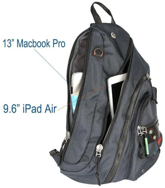 Alt view image 3 of 5 - Larswon Sling Backpack, Sling Bag Laptop, Crossbody Bag Men, Shoulder Bags Blue
