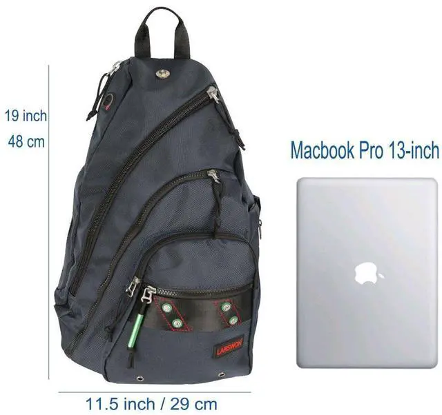 Alt view image 5 of 5 - Larswon Sling Backpack, Sling Bag Laptop, Crossbody Bag Men, Shoulder Bags Blue