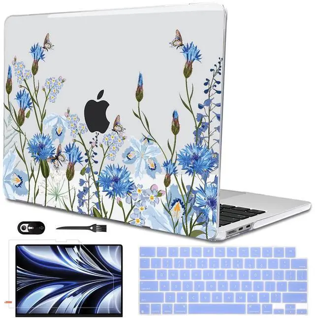 Main image of LCMOCICO Compatible with M4 MacBook Air 13.6 inch Case 2025 2024 2023 2022 A3240 A3113 M3 A2681 M2 Chip, Crystal Pattern Plastic Hard Case Cover for Mac Air 13 M4 Touch ID, Tropical Blue Flowers
