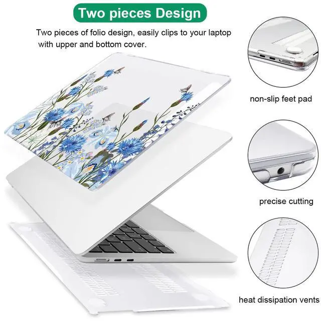 Alt view image 3 of 5 - LCMOCICO Compatible with M4 MacBook Air 13.6 inch Case 2025 2024 2023 2022 A3240 A3113 M3 A2681 M2 Chip, Crystal Pattern Plastic Hard Case Cover for Mac Air 13 M4 Touch ID, Tropical Blue Flowers