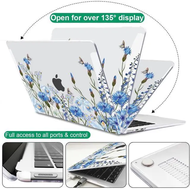 Alt view image 5 of 5 - LCMOCICO Compatible with M4 MacBook Air 13.6 inch Case 2025 2024 2023 2022 A3240 A3113 M3 A2681 M2 Chip, Crystal Pattern Plastic Hard Case Cover for Mac Air 13 M4 Touch ID, Tropical Blue Flowers