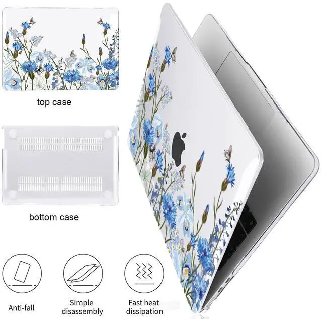 Alt view image 4 of 5 - LCMOCICO Compatible with M4 MacBook Air 13.6 inch Case 2025 2024 2023 2022 A3240 A3113 M3 A2681 M2 Chip, Crystal Pattern Plastic Hard Case Cover for Mac Air 13 M4 Touch ID, Tropical Blue Flowers