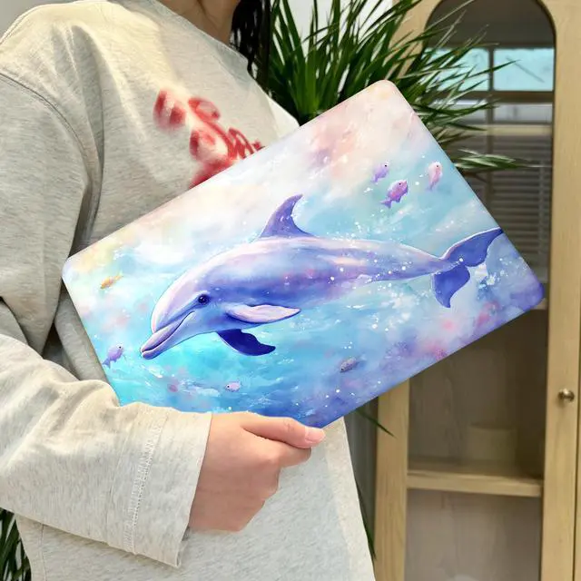 Alt view image 5 of 5 - Lepeoac Case for MacBook Air 15 Inch 2025 2024 2023 Release M4 A3241 M3 A3114 M2 A2941, Hard Shell with Screen Protector & Keyboard Cover, Compatible with Touch ID, Blue Whale