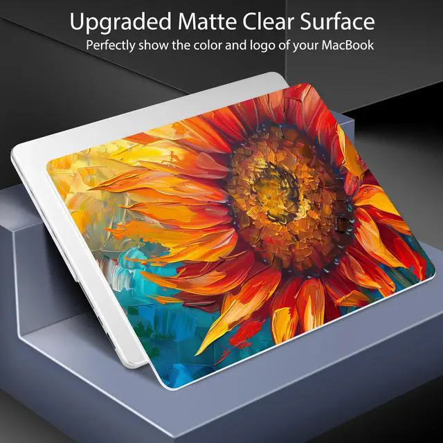 Alt view image 3 of 5 - Lepeoac for MacBook Pro 14 Inch 2024 2023 2022 2021 Release M4 A3112 A3401 A3185 M3 A2918 A2992 M2 A2779 M1 A2442 Pro/Max Chip, Plastic Hard Shell Case with Keyboard Cover, Sunflower