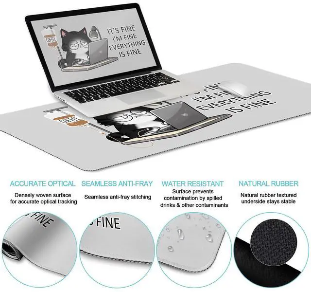 Alt view image 4 of 5 - LIMKRIAN Cat Ergonomic Mouse Pad with Wrist Rest Desk Mat Sets Accessories, Cute Mouse Pads for Desk, Gaming Mouse Pad Wrist Support, Keyboard Mat Wrist Rest Cup Coaster Funny Office Desk Accessories