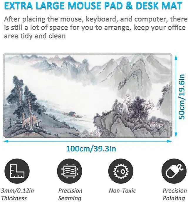 Alt view image 2 of 5 - LL-COEUR XXL Landscape Gaming Mouse Pad Computer Keyboard Mat Office Desk Pad (Landscape 1, 39.3" x 19.6" x 0.12")