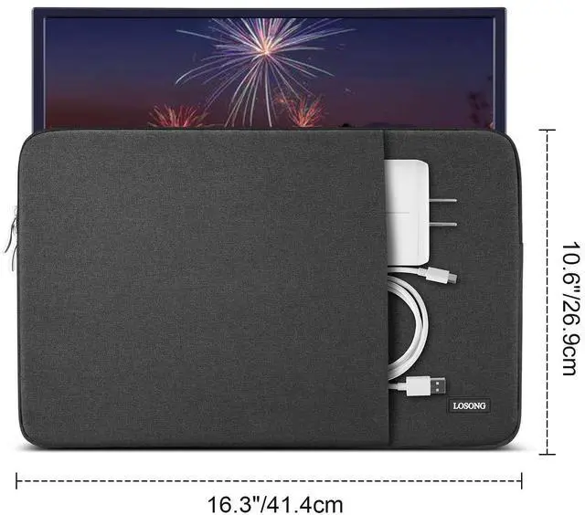 Alt view image 2 of 5 - Losong 17.3 Inch Portable Monitor Case, Protective Carrying Sleeve for Most 17.3 Inch Portable Monitors, Water Resistant Laptop Display Bag with Accessory Pocket, Size-16.3"x10.6" Black