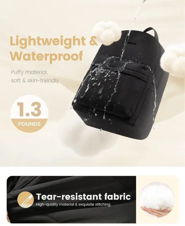 Alt view image 3 of 5 - LOVEVOOK Lightweight Puffer Laptop Backpack For Women, 15.6 Inch