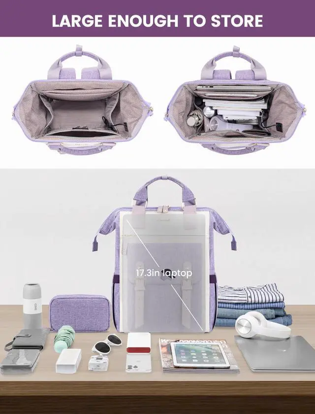 Alt view image 3 of 5 - LOVEVOOK Backpack for Women, Teacher Bag Work Travel Backpack, Stylish College Laptop Backpack Purse, Business Computer Laptop Bag Nurse Bags, Casual Daypack, 17 Inch